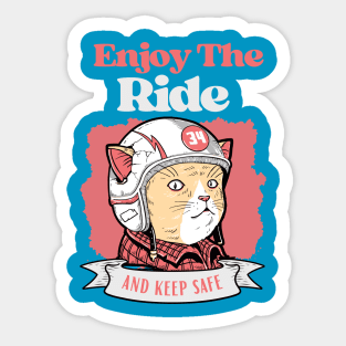 Cute cat enjoy the ride Sticker